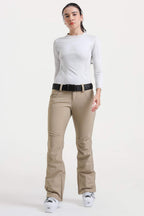 Dark Brown Slim-Fit Flared Hem Ski Pants Waterproof Snow Pants