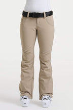 Women’s Dark Brown Slim Fit Ski Pants Waterproof Flared Hem Snow Pants - Gsou Snow