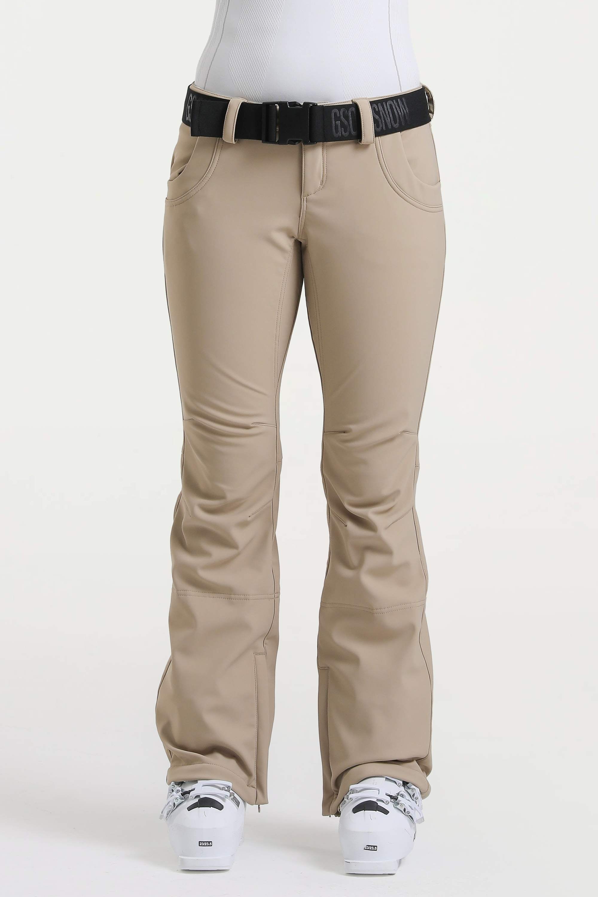 Women’s Khaki Slim Fit Ski Pants Waterproof Flared Hem Snow Pants - Gsou Snow