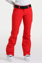 Black Slim-Fit Flared Hem Ski Pants Waterproof Snow Pants