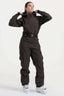 Women's Brown Insulated Waterproof Asymmetric Design Belted Ski Suit One-Piece Snowboard Suit - Gsou Snow