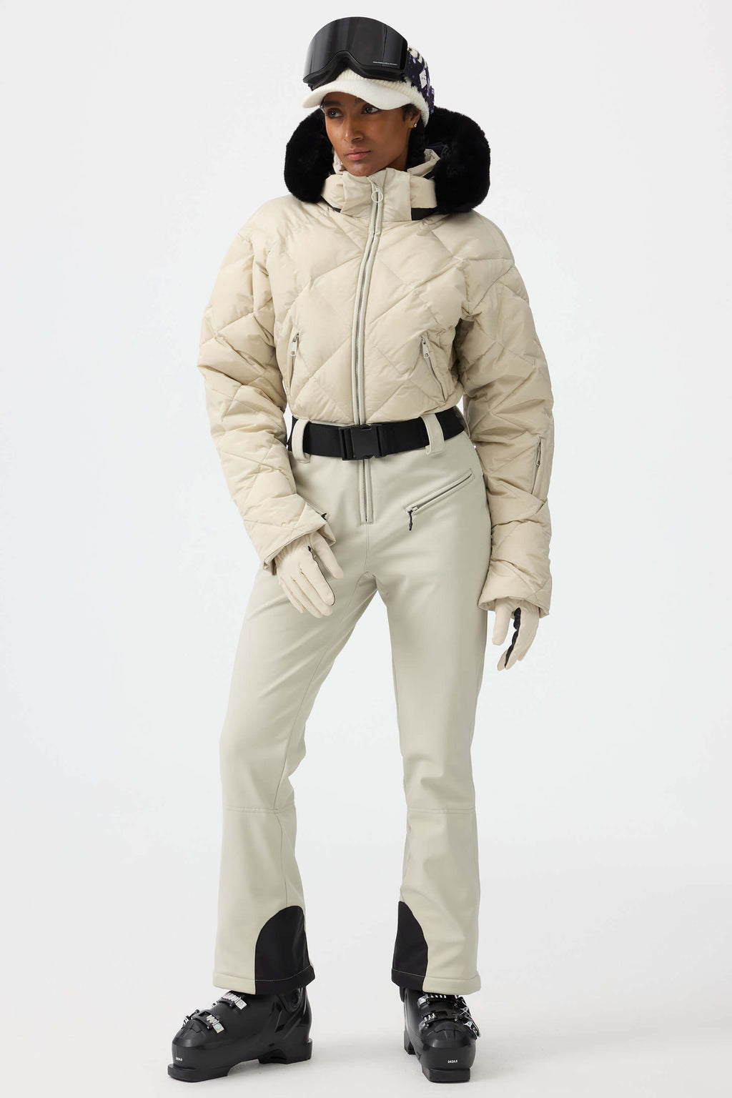 Women's Navy Durable Mini-Flare Leggings One-Piece Ski Suit Snowboard Suit