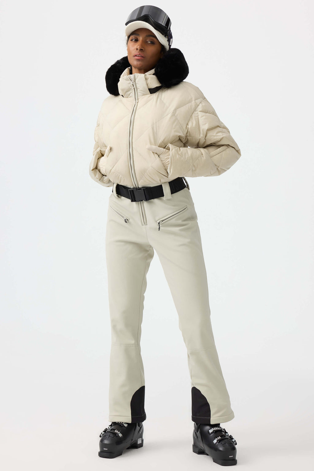 Women's Black Durable Mini-Flare Leggings One-Piece Ski Suit Snowboard Suit
