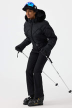Women's Navy Durable Mini-Flare Leggings One-Piece Ski Suit Snowboard Suit