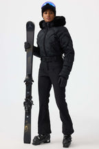 Women's Black Durable Mini-Flare Leggings One-Piece Ski Suit Snowboard Suit