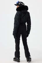 Women's Black Durable Mini-Flare Leggings One-Piece Ski Suit Snowboard Suit