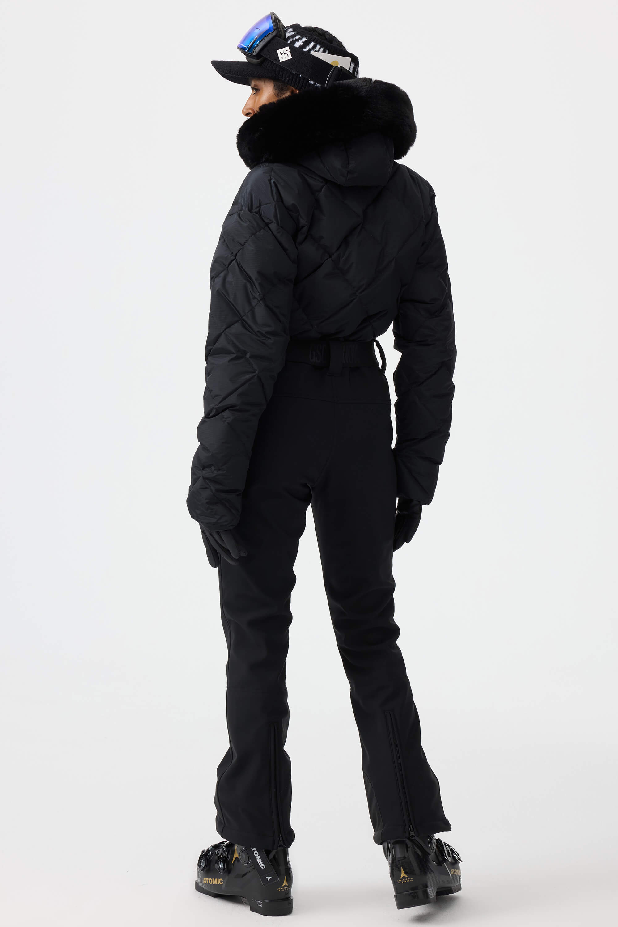 Women's Beige Durable Mini-Flare Leggings One-Piece Ski Suit Snowboard Suit