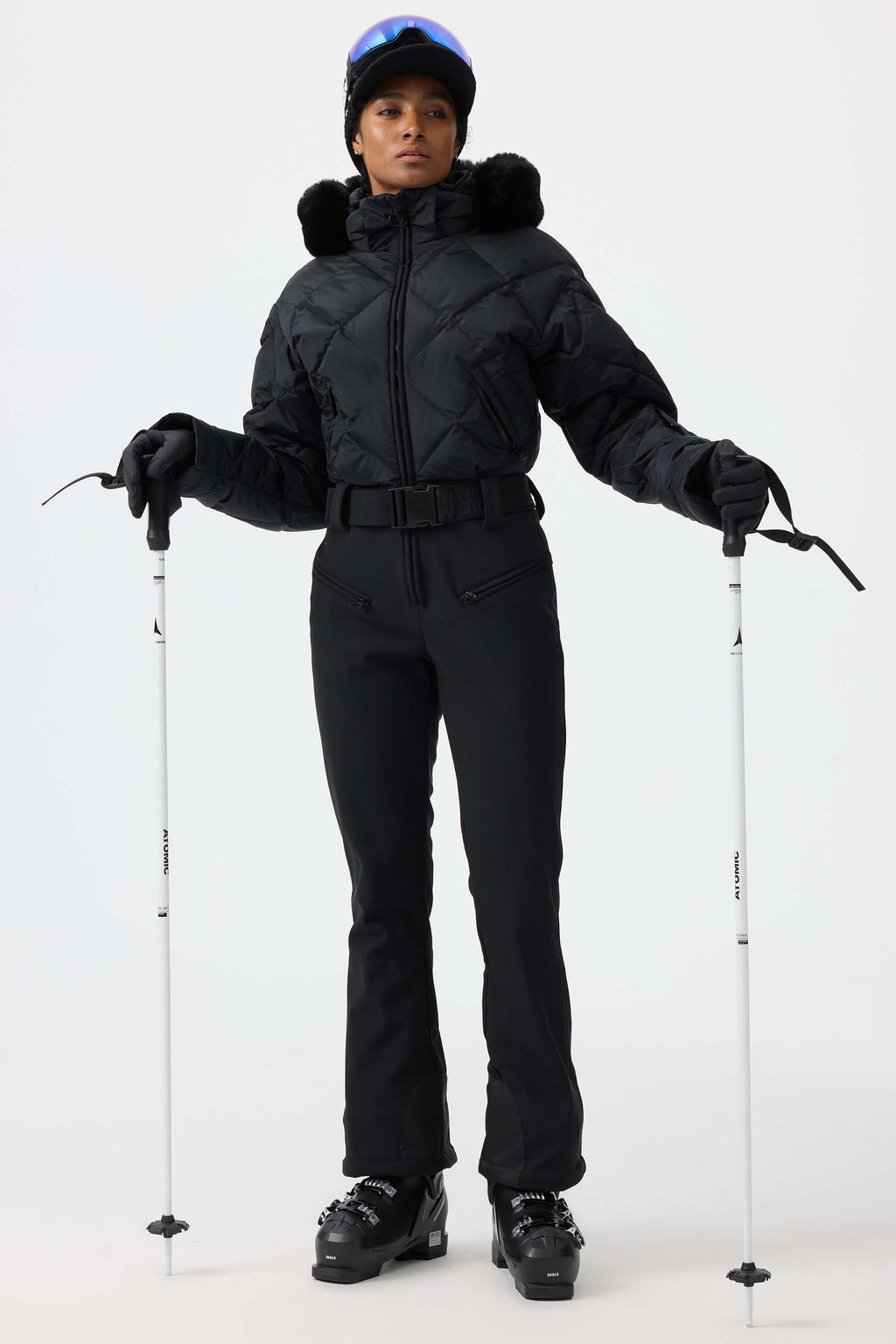 Women's Black Durable Mini-flare Leggings Ski Suit One-Piece Snowboard Suit - Gsou Snow