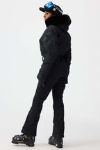 Women's Navy Durable Mini-Flare Leggings One-Piece Ski Suit Snowboard Suit