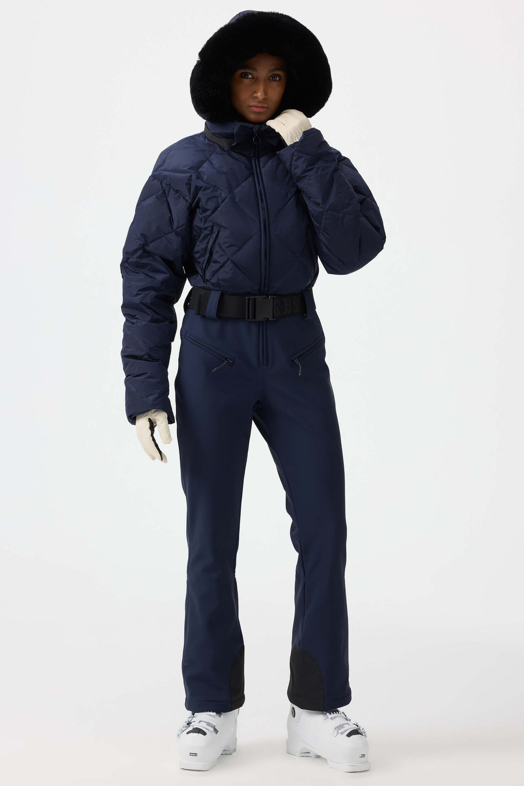 Women's Beige Durable Mini-Flare Leggings One-Piece Ski Suit Snowboard Suit