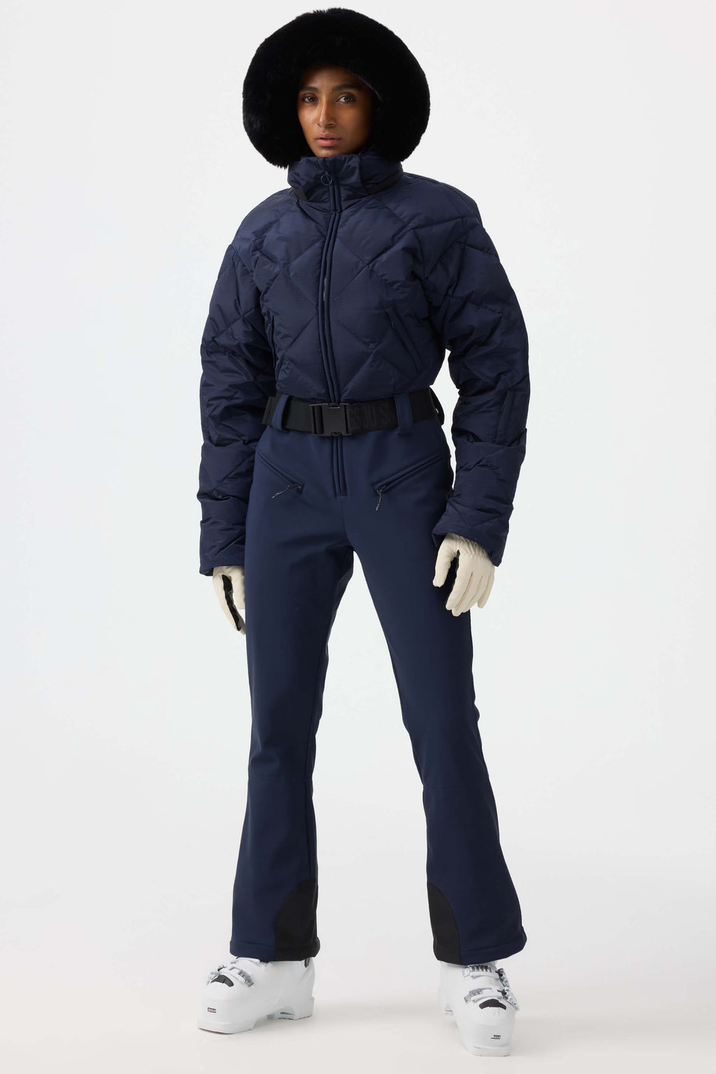Women's Beige Durable Mini-Flare Leggings One-Piece Ski Suit Snowboard Suit
