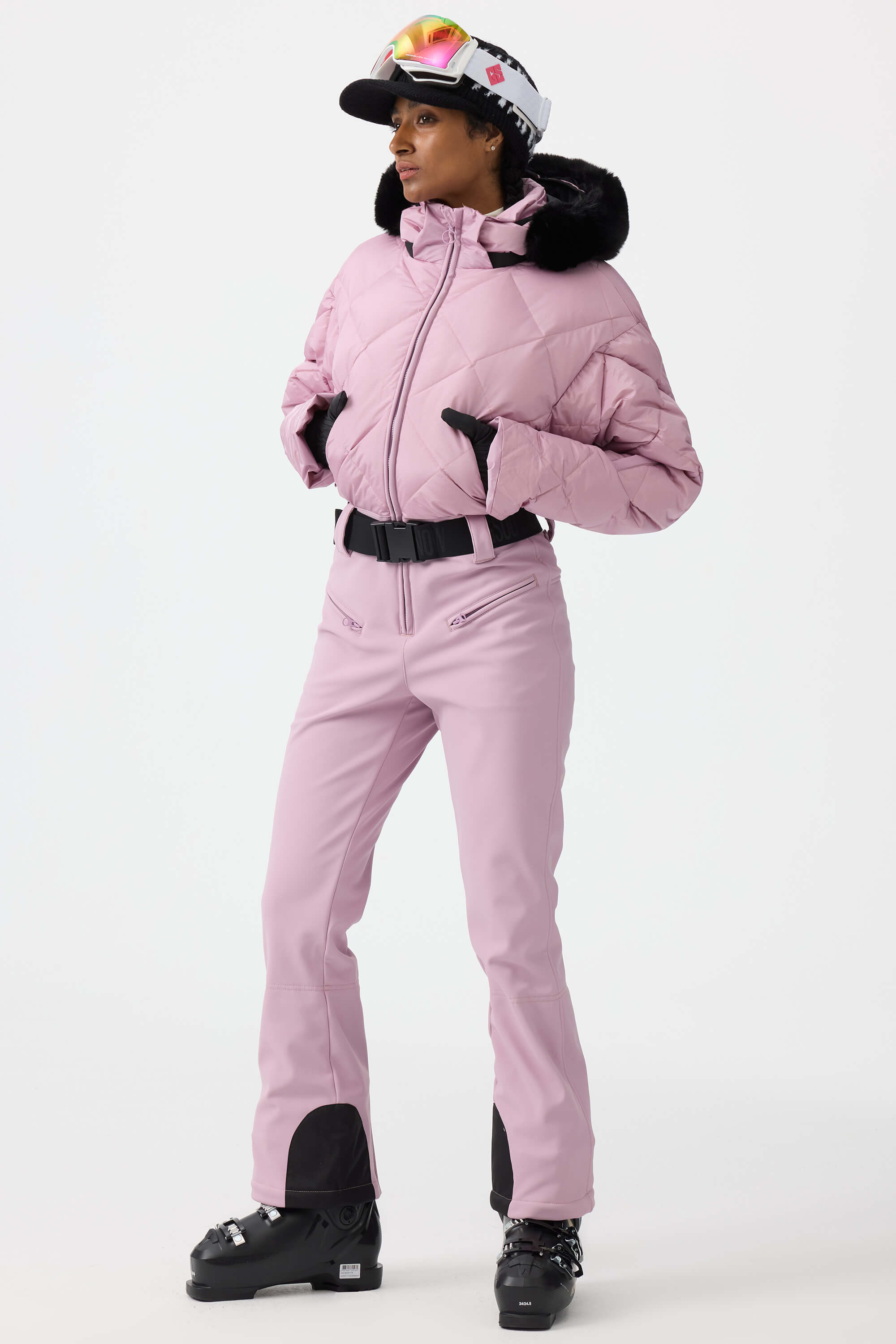 Women's Navy Blue Durable Mini-flare Leggings Ski Suit One-Piece Snowboard Suit - Gsou Snow