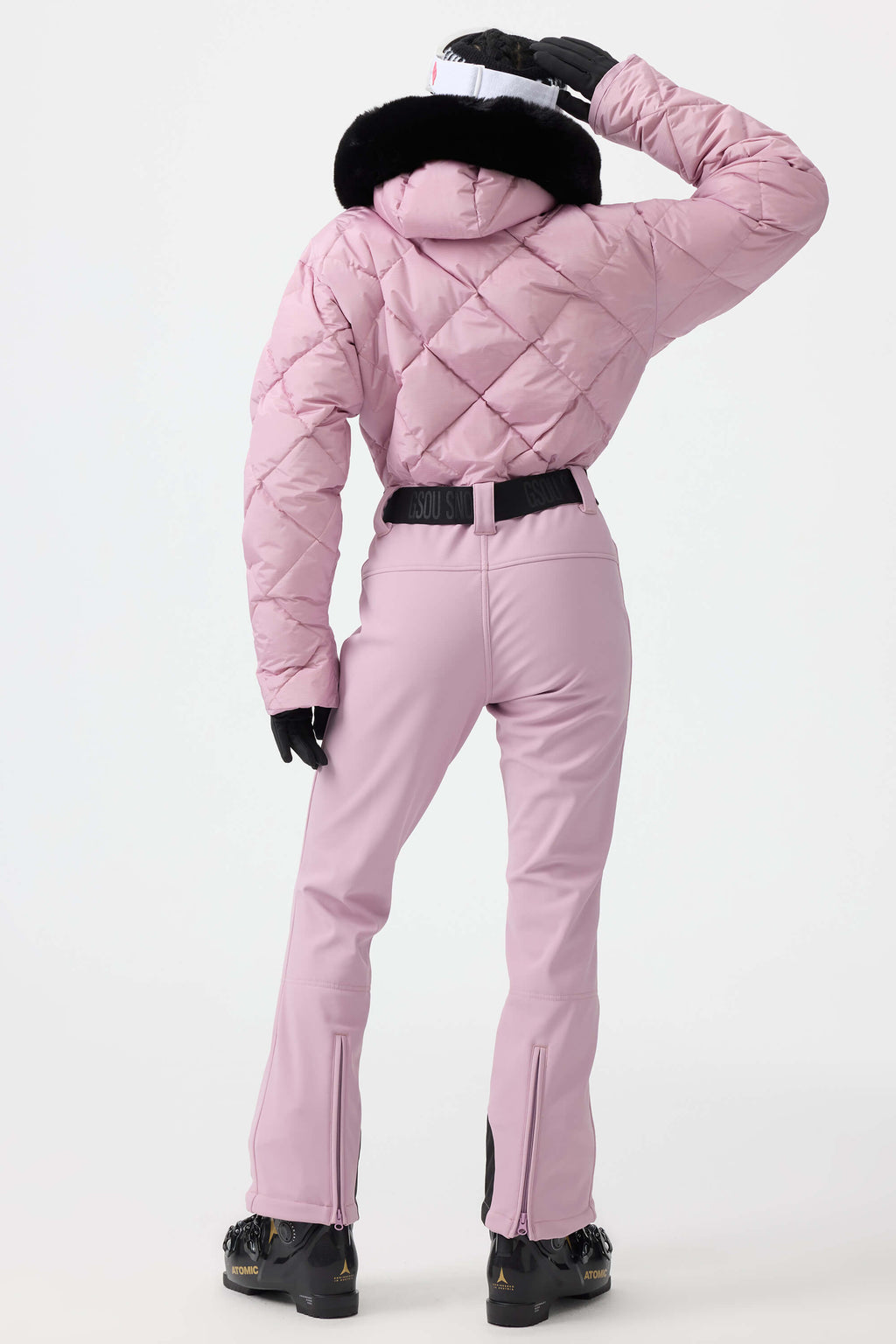 Women's Black Durable Mini-Flare Leggings One-Piece Ski Suit Snowboard Suit