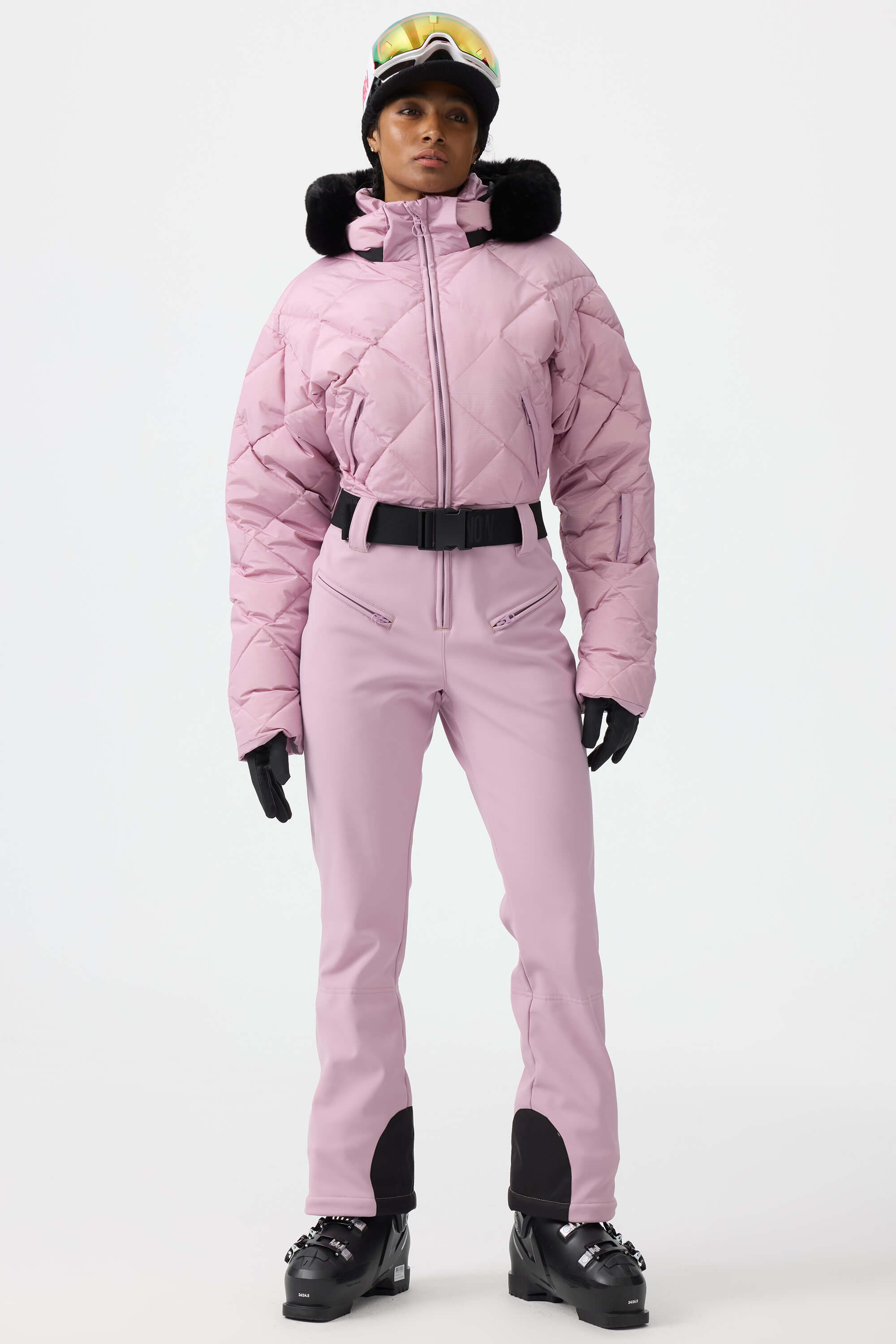 Women's Navy Blue Durable Mini-flare Leggings Ski Suit One-Piece Snowboard Suit - Gsou Snow