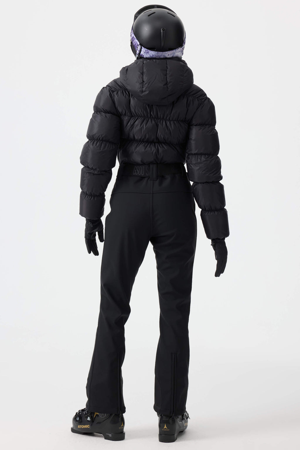Women's Black Stain-Resistant Down One-Piece Ski Suit Snowboard Suit