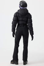 Women's Neon Orange Stain-Resistant Down One-Piece Ski Suit Snowboard Suit