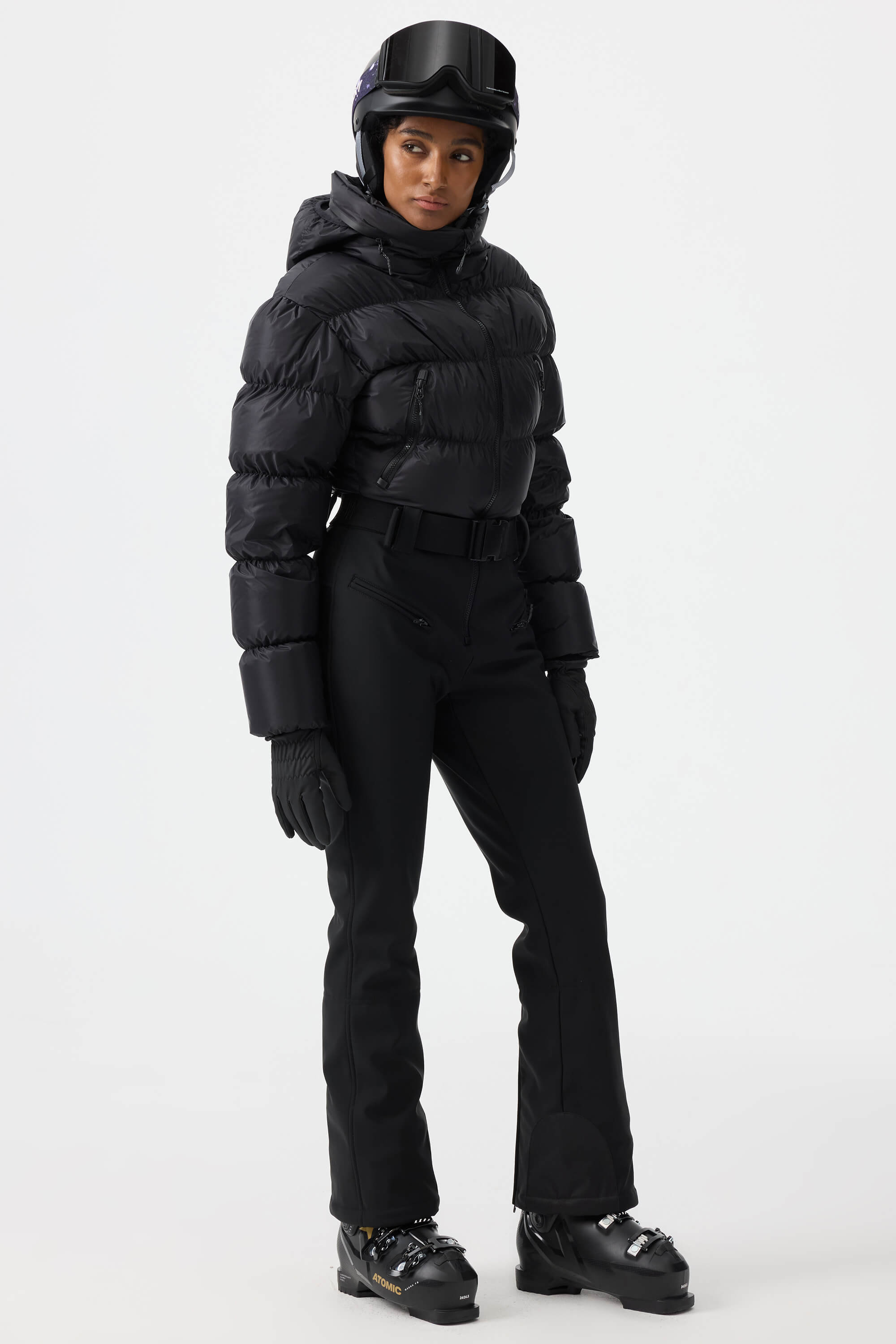 Women's Neon Orange Stain-Resistant Down One-Piece Ski Suit Snowboard Suit