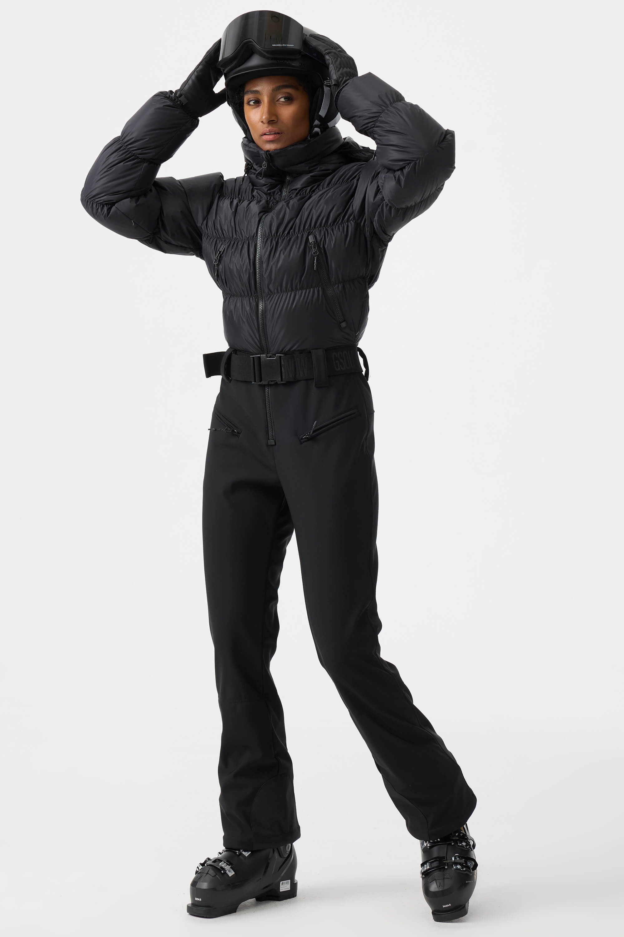 Women's Neon Orange Stain-resistant Down Ski Suit One-Piece Snowboard Suit - Gsou Snow