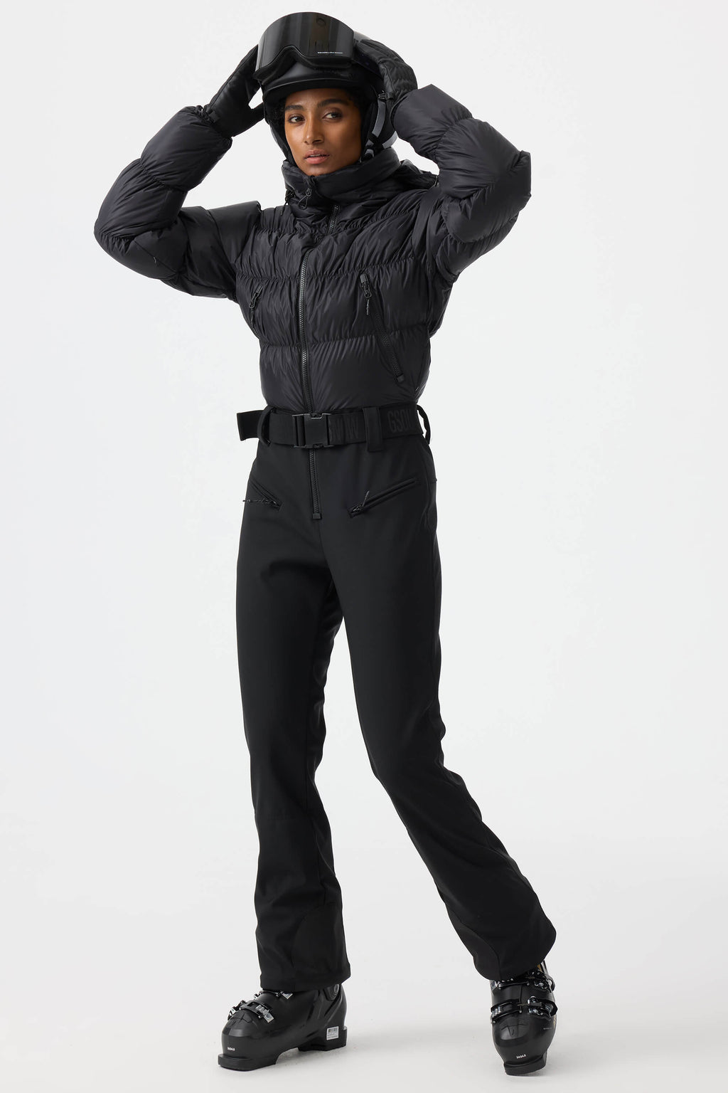 Women's White Stain-Resistant Down One-Piece Ski Suit Snowboard Suit