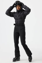 Women's White Stain-Resistant Down One-Piece Ski Suit Snowboard Suit