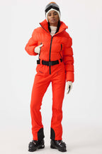 Women's White Stain-resistant Down Ski Suit One-Piece Snowboard Suit - Gsou Snow
