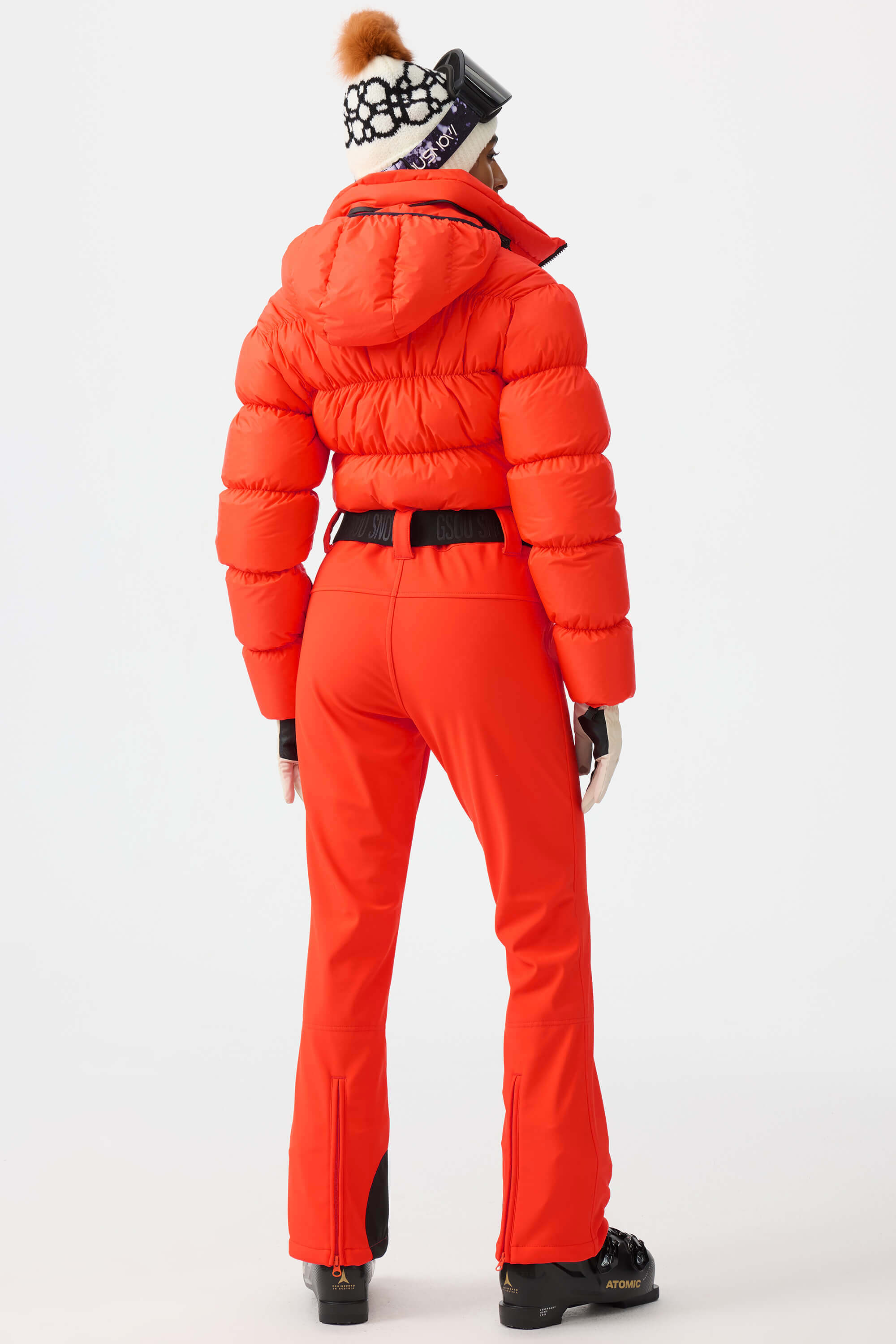 Women's White Stain-Resistant Down One-Piece Ski Suit Snowboard Suit