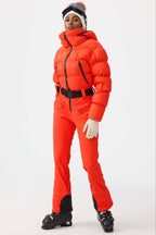 Women's Black Stain-Resistant Down One-Piece Ski Suit Snowboard Suit