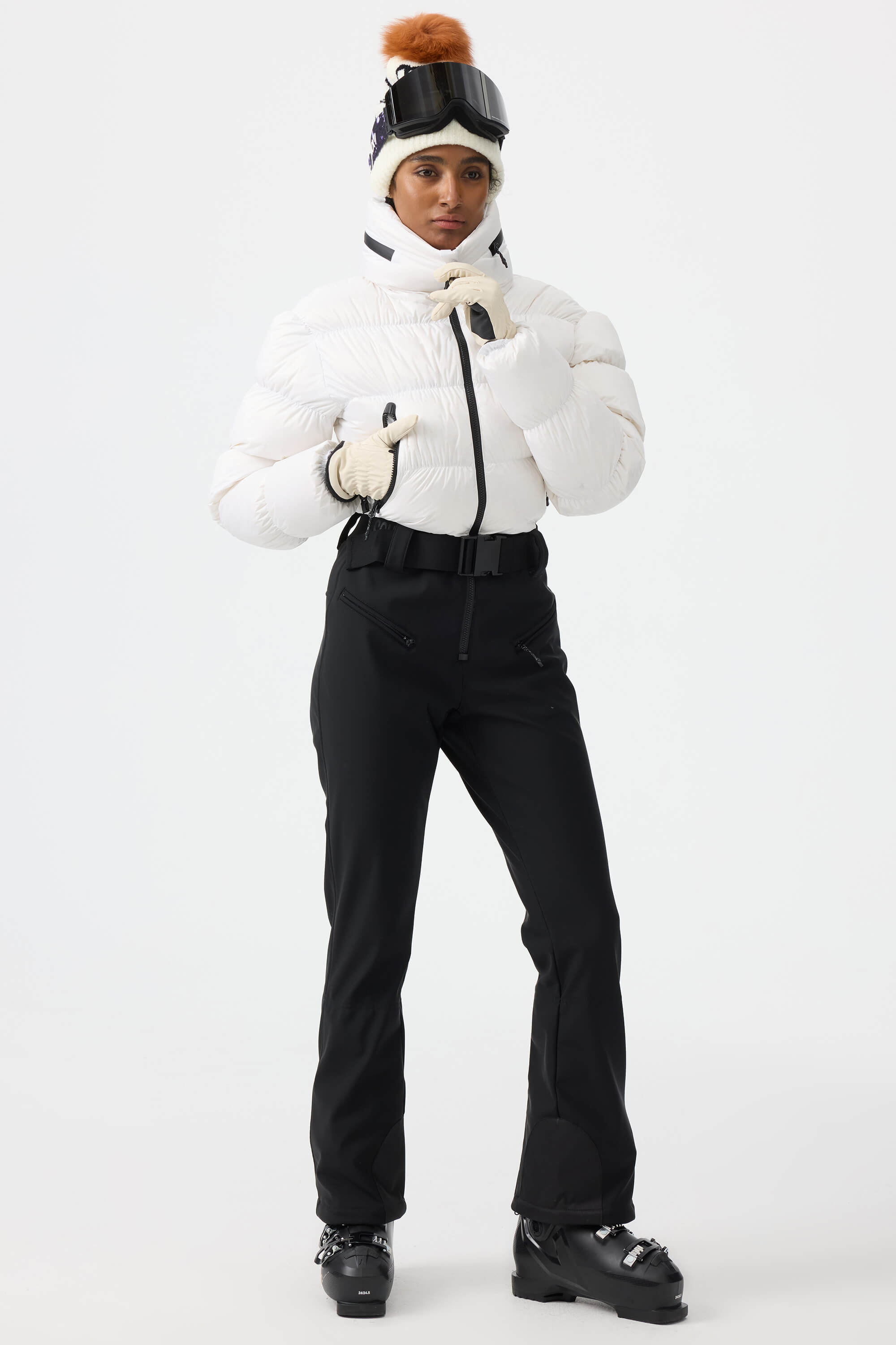 Women's White Stain-Resistant Down One-Piece Ski Suit Snowboard Suit Main image