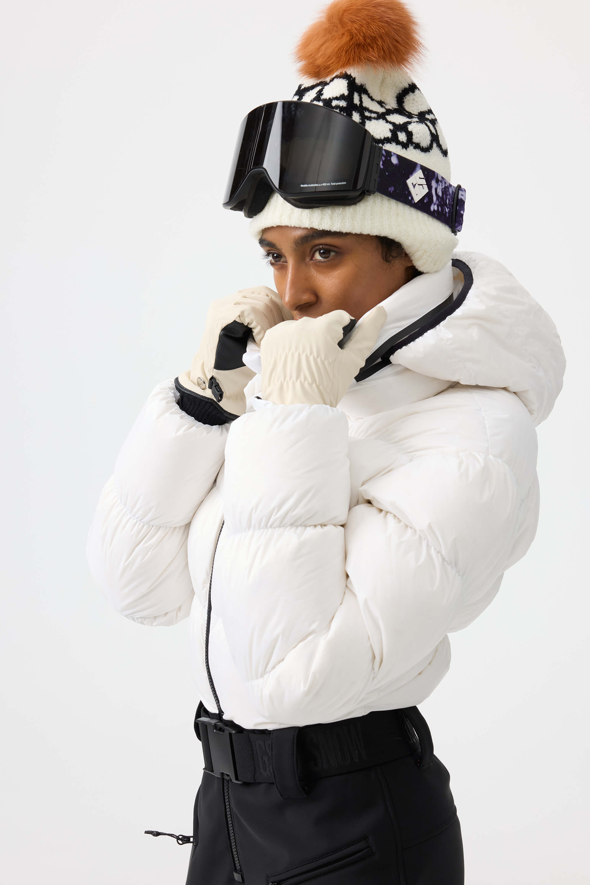 Women's White Stain-Resistant Down One-Piece Ski Suit Snowboard Suit Secondary image
