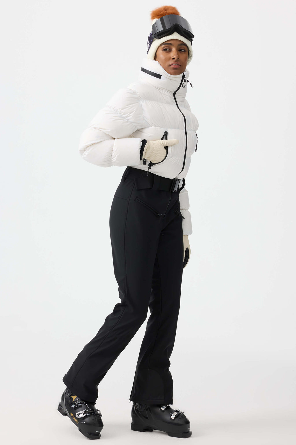 Women's Black Stain-Resistant Down One-Piece Ski Suit Snowboard Suit