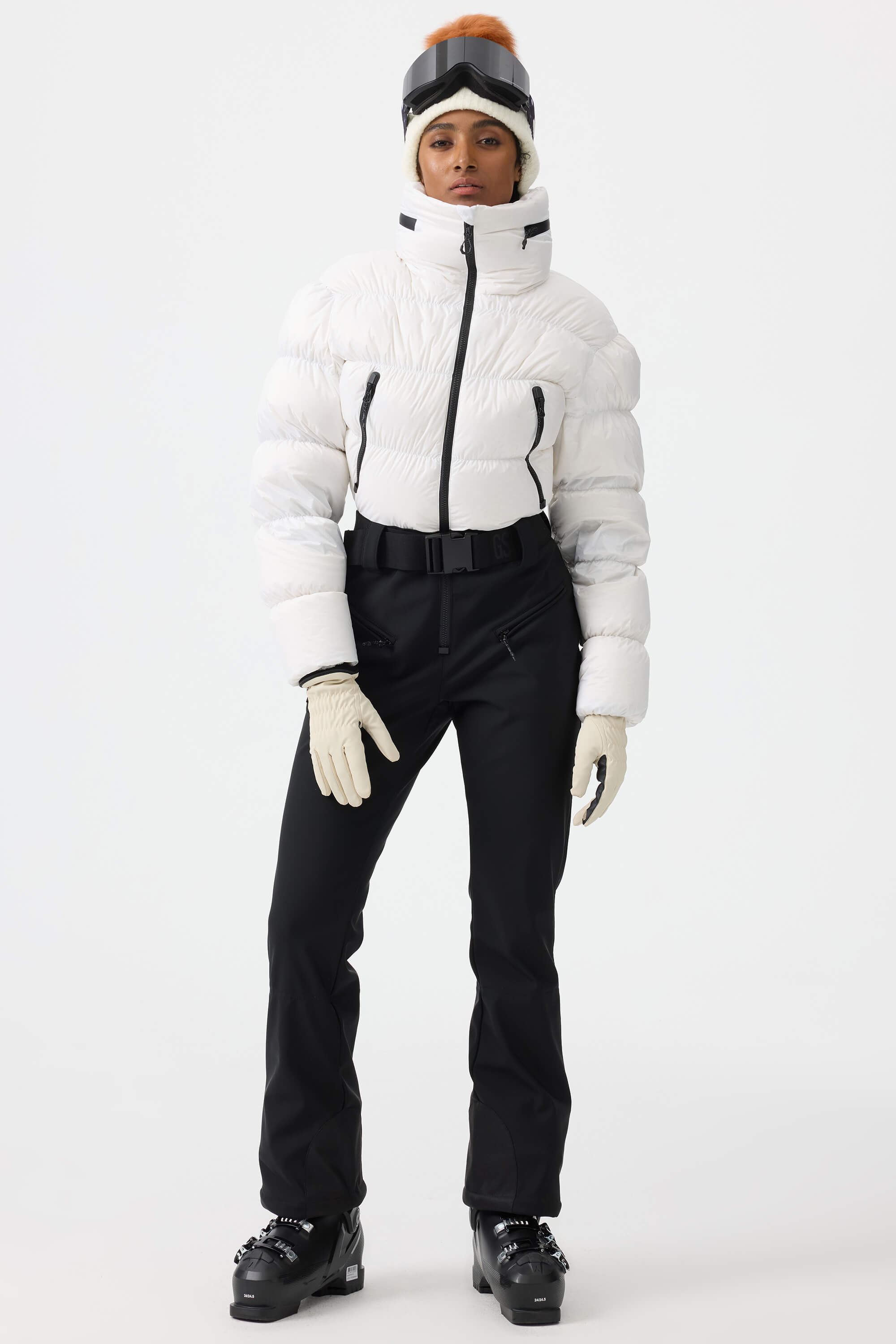 Women's Neon Orange Stain-Resistant Down One-Piece Ski Suit Snowboard Suit