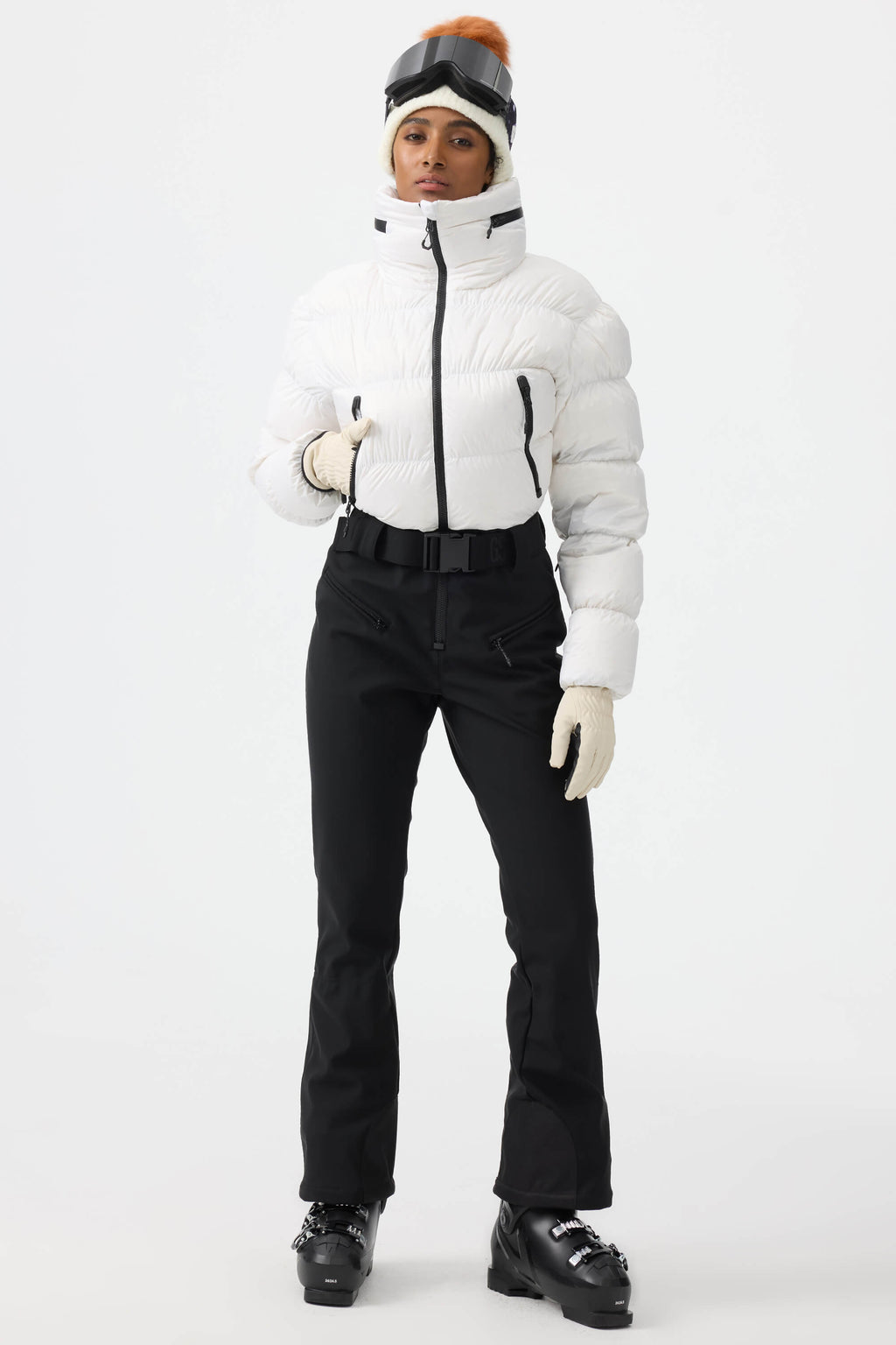Women's White Stain-resistant Down Ski Suit One-Piece Snowboard Suit - Gsou Snow