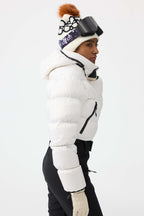 Women's Neon Orange Stain-Resistant Down One-Piece Ski Suit Snowboard Suit