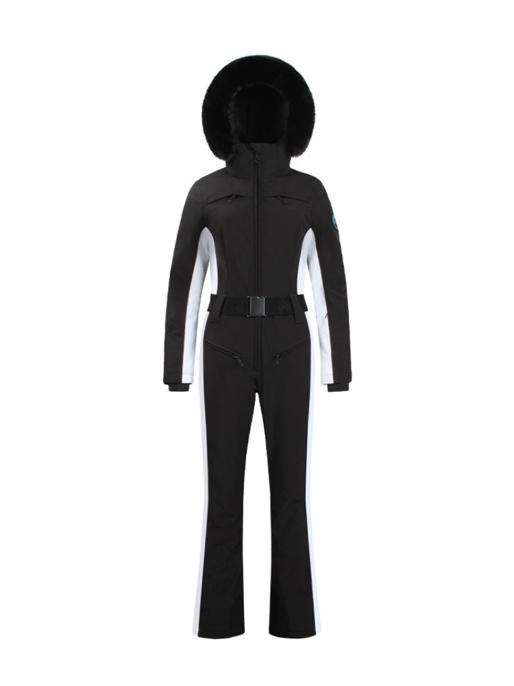 Women's Faux-Fur Slim Ski Jumpsuit One Piece Ski Suit - Gsou Snow