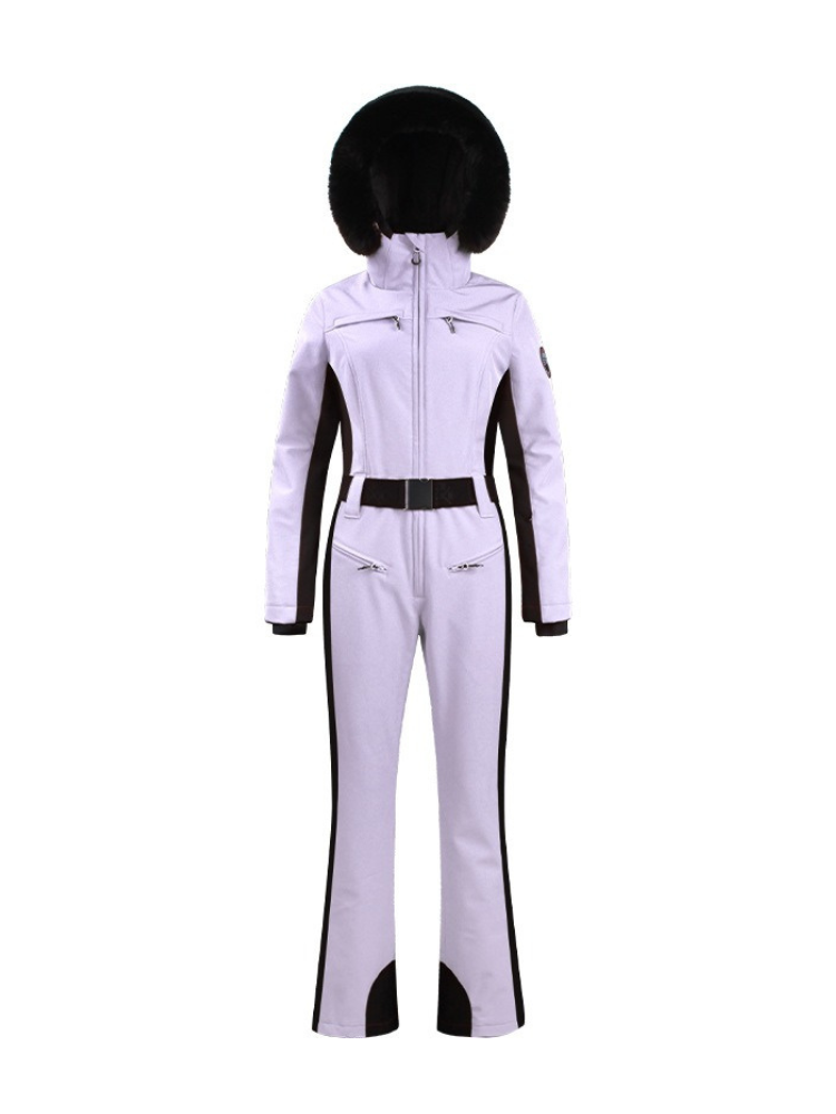 Women's Faux-Fur Slim Ski Jumpsuit One Piece Ski Suit - Gsou Snow