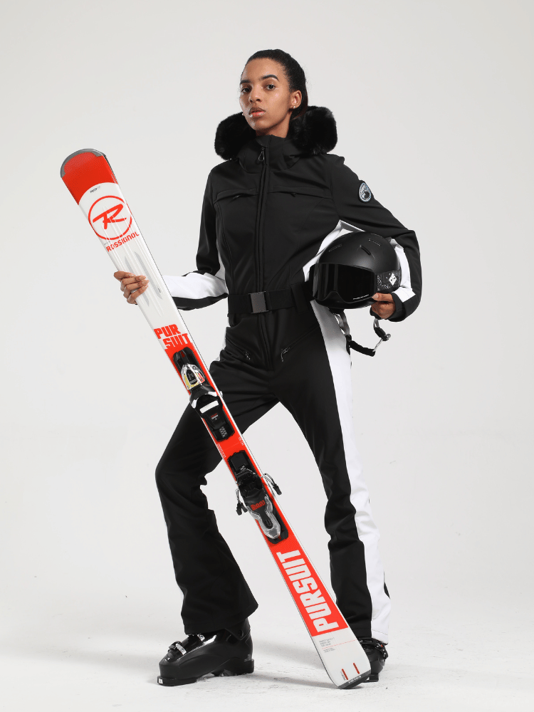 Women's Faux-Fur Slim Ski Suits - Gsou Snow