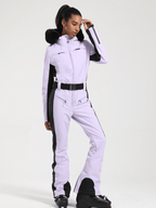 Women's Faux-Fur Slim Ski Jumpsuit One Piece Ski Suit - Gsou Snow