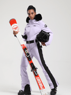 Women's Faux-Fur Slim Ski Jumpsuit One Piece Ski Suit - Gsou Snow