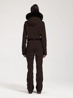 Women's Faux-Fur Slim Ski Jumpsuit One Piece Ski Suit - Gsou Snow