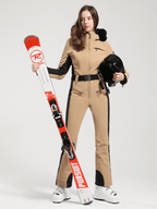 Women's Faux-Fur Slim Ski Jumpsuit One Piece Ski Suit - Gsou Snow