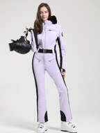 Women's Faux-Fur Slim Ski Jumpsuit One Piece Ski Suit - Gsou Snow