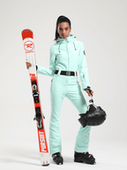 Women's Belted Flare Slim One Piece Ski Suits - Gsou Snow