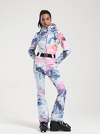 Women's Belted Flare Slim One Piece Ski Suits - Gsou Snow