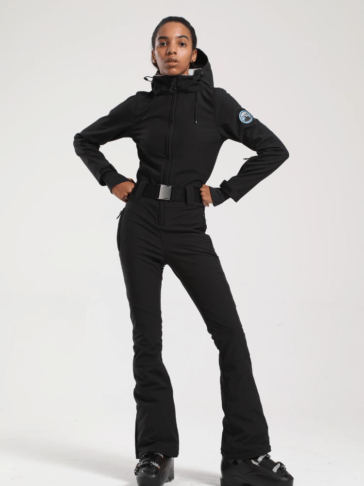 Ski Jumpsuit Snowboard Jumpsuit Belted Flare Slim Ski Jumpsuit - Gsou Snow