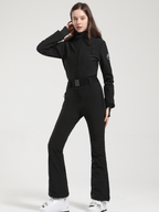 Women's Belted Flare Slim One Piece Ski Suits - Gsou Snow