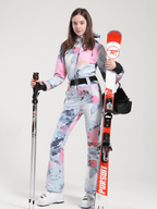 Women's Belted Flare Slim One Piece Ski Suits - Gsou Snow