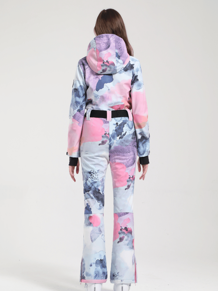 Women's Belted Flare Slim One Piece Ski Suits - Gsou Snow