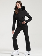 Women' One Piece Ski Suits Classic Faux-Fur Ski Jumpsuit - Gsou Snow