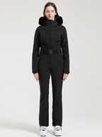 Women' One Piece Ski Suits Classic Faux-Fur Ski Jumpsuit - Gsou Snow