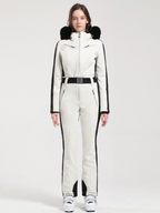 Women' One Piece Ski Suits Classic Faux-Fur Ski Jumpsuit - Gsou Snow